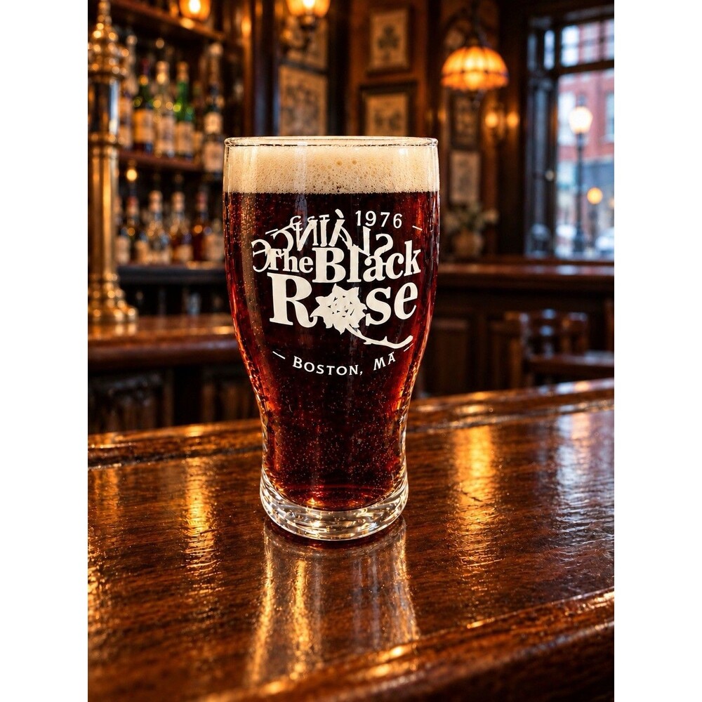 The Black Rose Boston Irish Pub Beer Glass, Collectible Barware